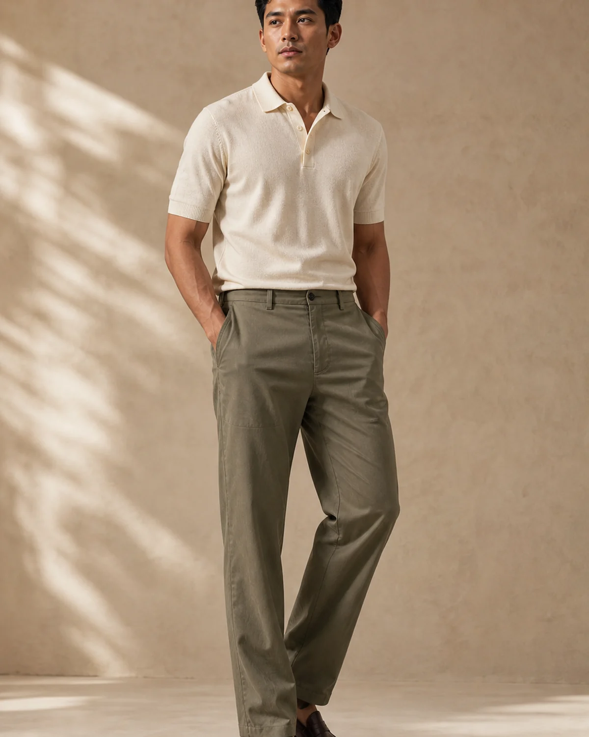 Muted olive chinos inspiration